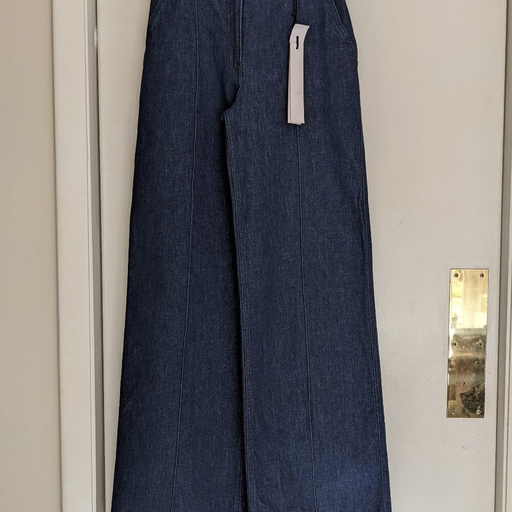 Another Tomorrow-high rise, straight leg denim